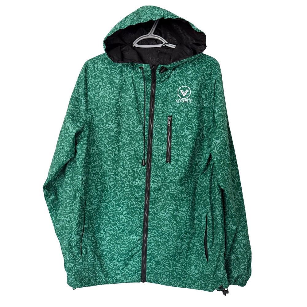 Vast Nature Always Wins Reversible Windbreaker Jacket Green Black Mens Small